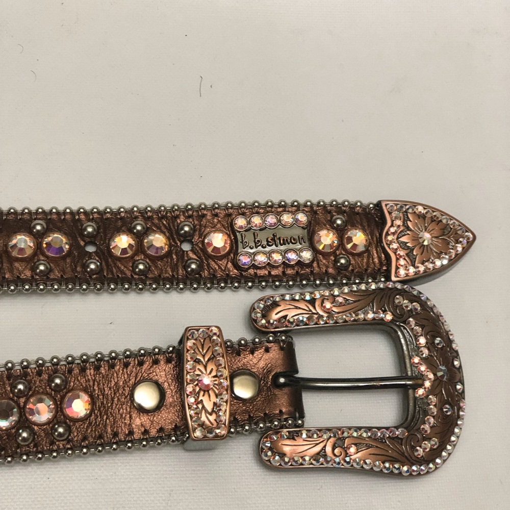 B.B. Simon Copper Swarovski Western Belt XL